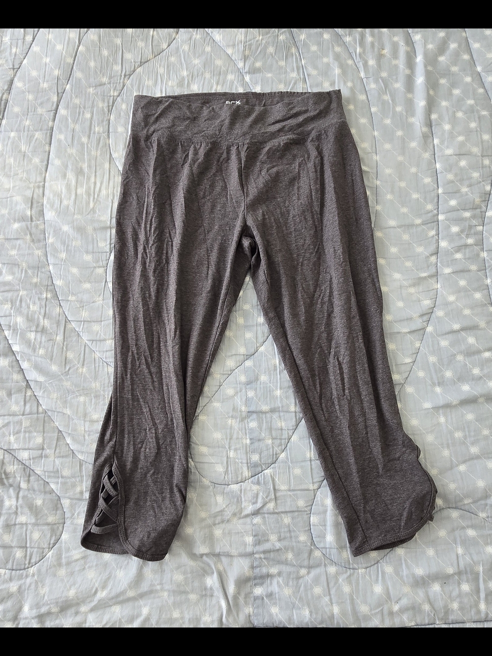 ACX Active Gray Capri Leggings with Lattice Hem